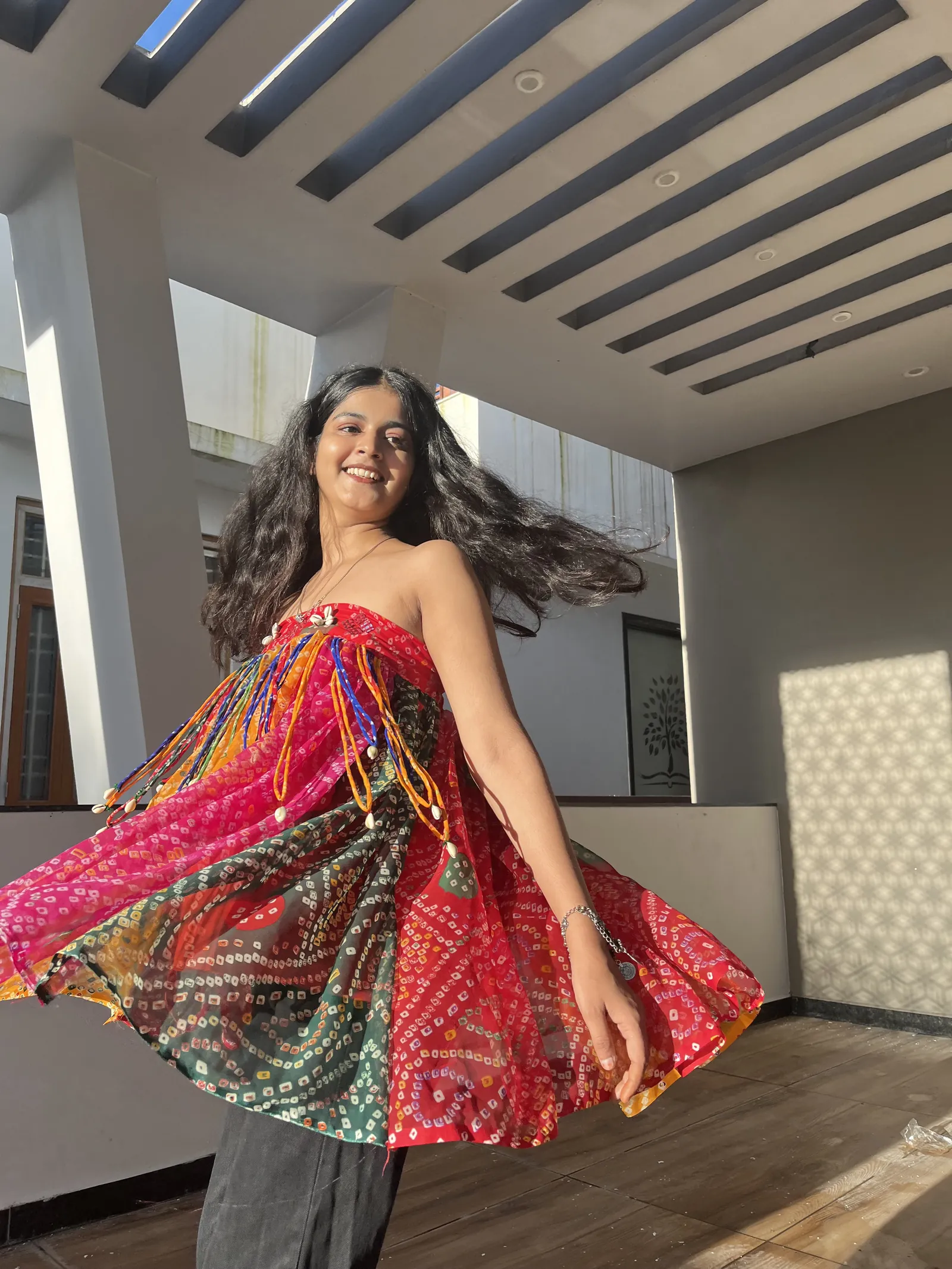 multi colour bandhani top