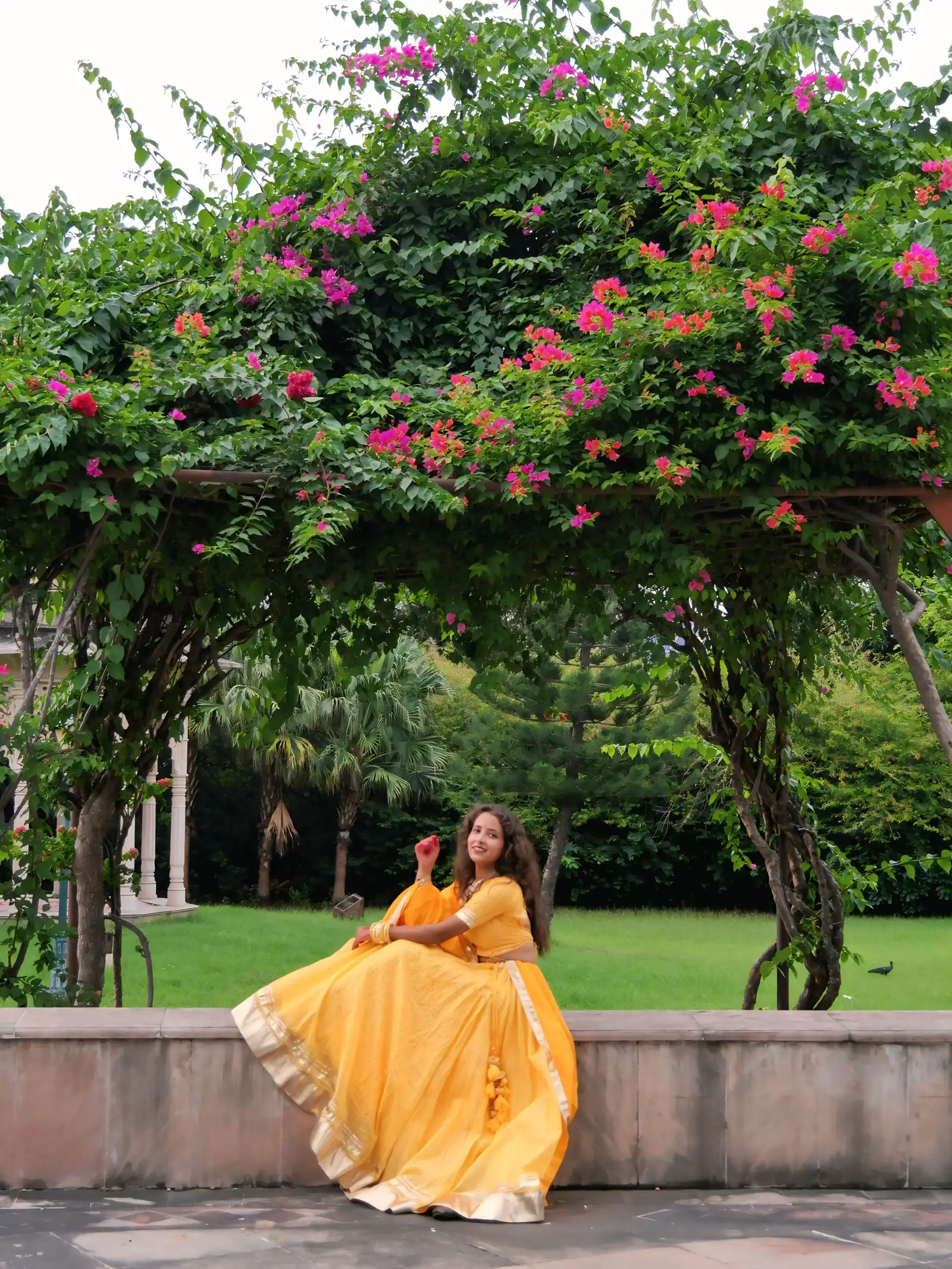 Yellow Cotton Lehriya Lehenga Set with Gotta Lace Work - Image 2