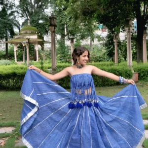 blue lehriya lehenga set