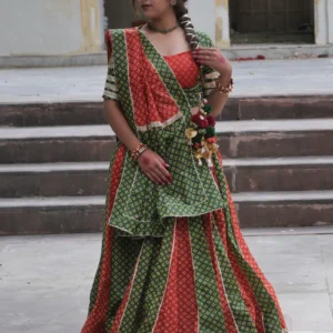 bandhani lehnga gottwork