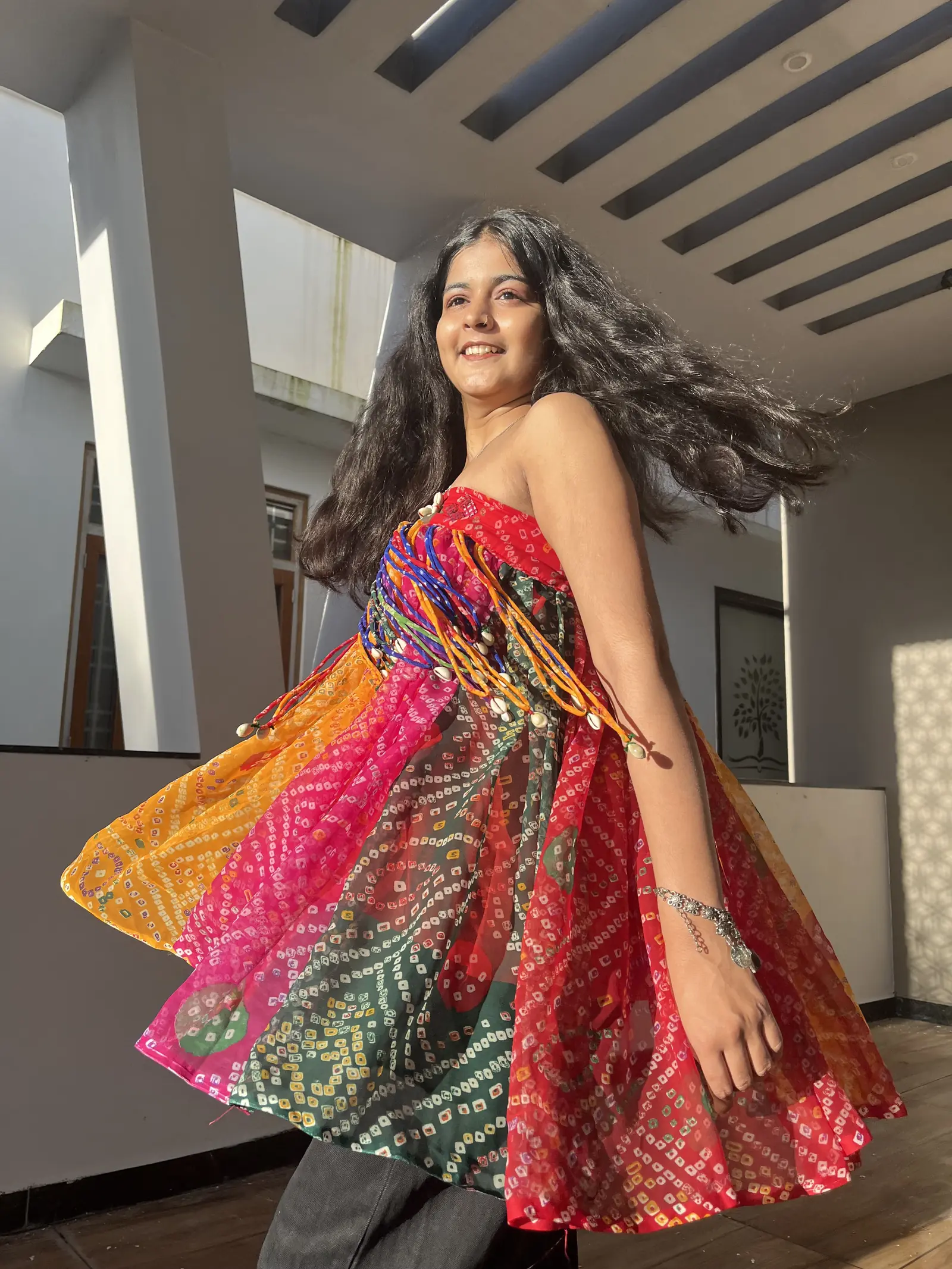 multi colour bandhani top